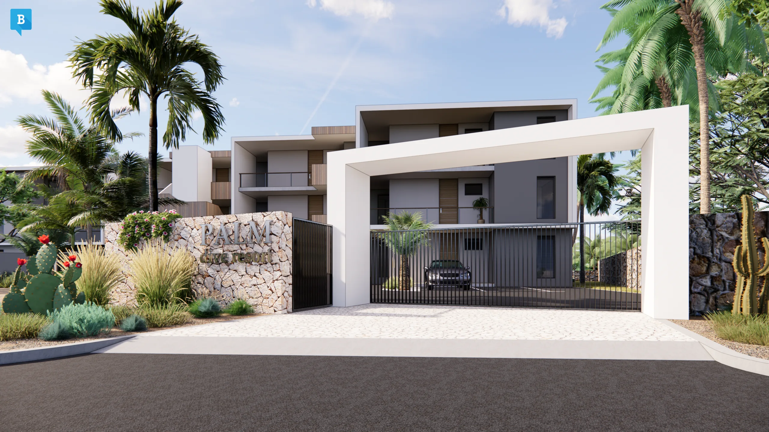 Entrance of Playa Piskado Apartments